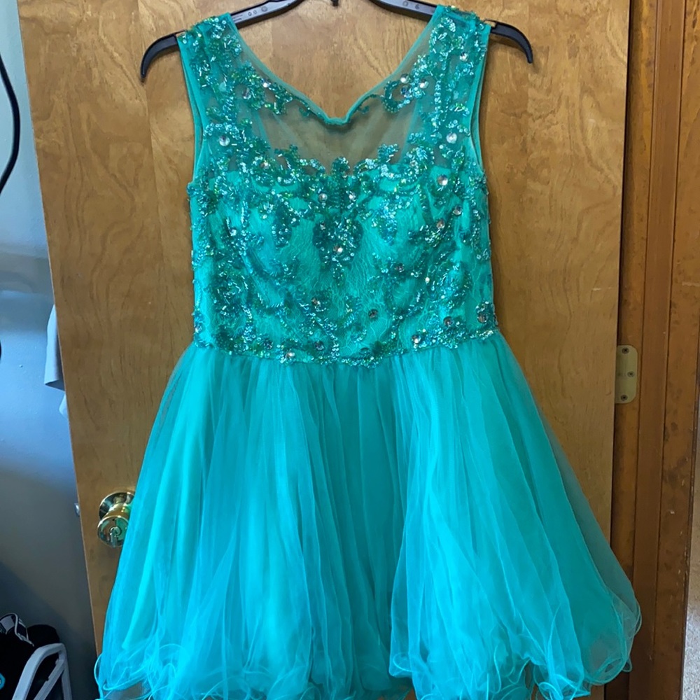 Green/blue cocktail dress